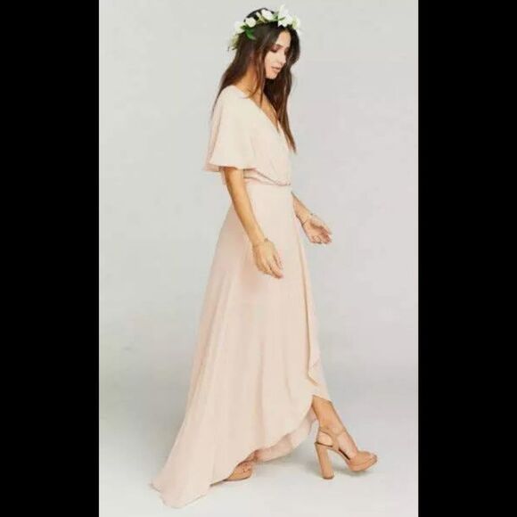 NEW SHOW ME YOUR MUMU DRESS SOPHIA WRAP DUSTY BLUSH CRISP PINK SIZE S SMALL - Picture 2 of 12